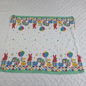 Vintage Riegal Baby Receiving Blanket USA Made 34 x 28 Multi Color ABC Blocks